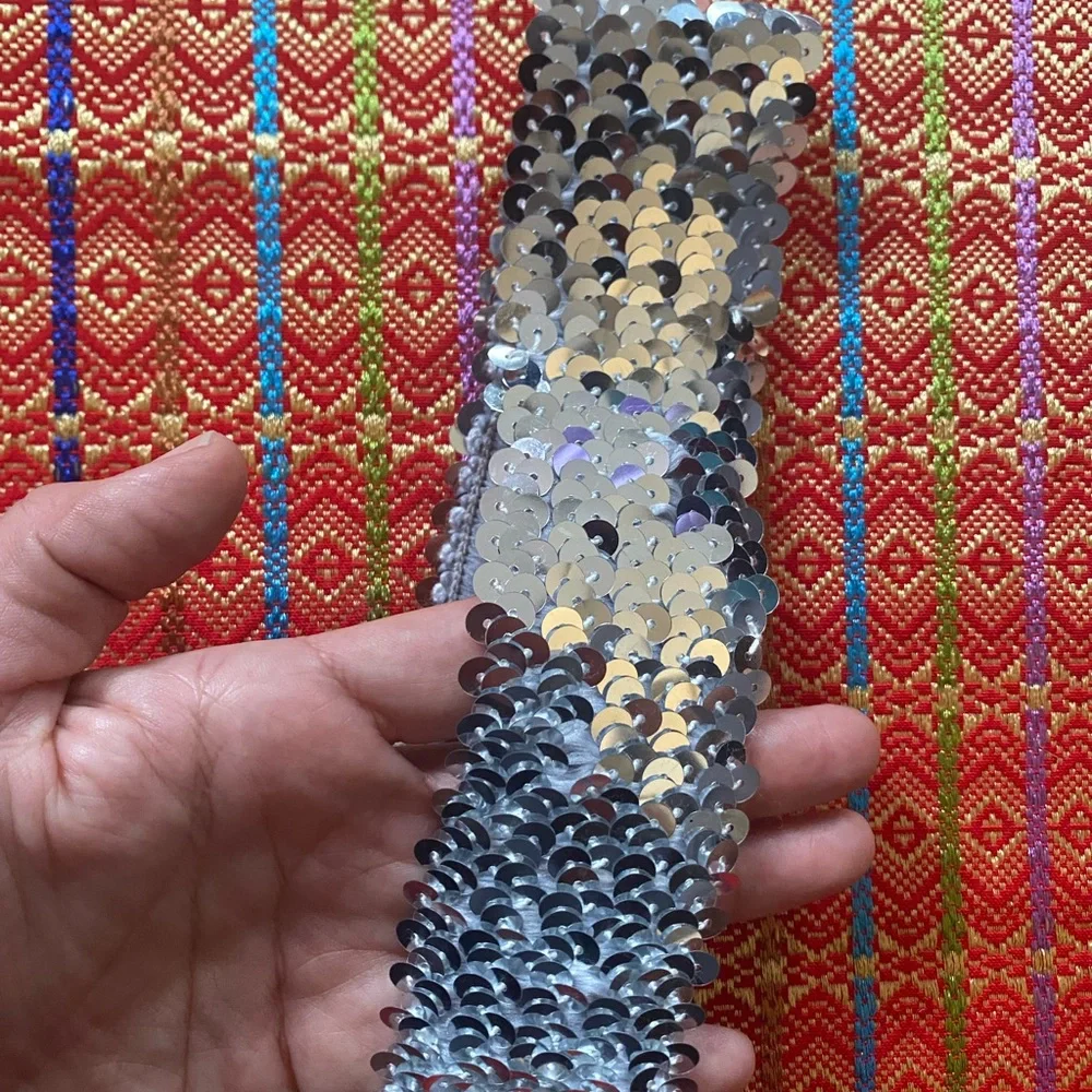 vintage silver sequin garter belt OSFA